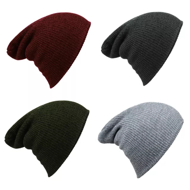 Multi-Color Mens Women Unisex Slouch Baggy Winter Warm Ski Rib Knit Beanie Hat R