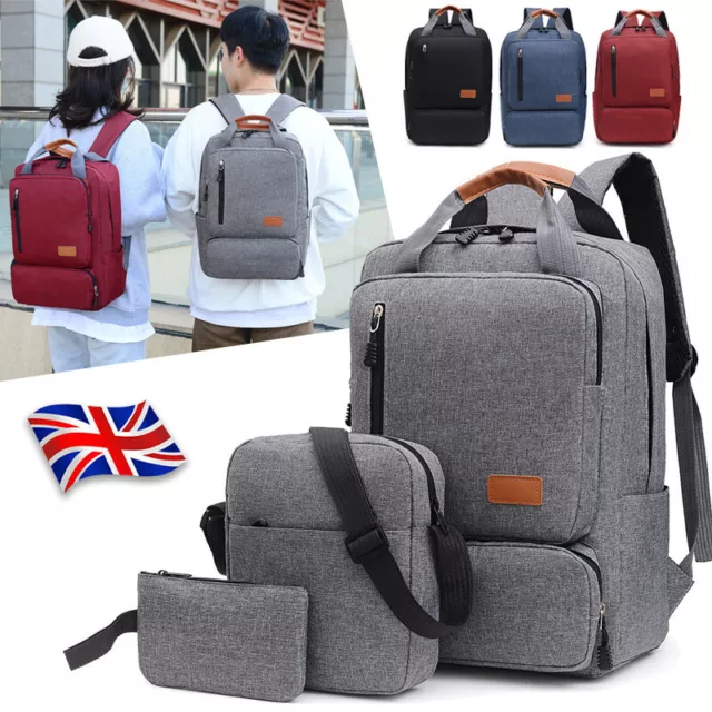 3Pcs/Set Womens Mens School Backpack Travel Rucksack Shoulder Laptop Bag Outdoor