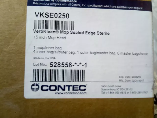 Contec Vertiklean VKSE0250 15" Mop Heads Sealed Edge Sterile1each Bag/4 nox 2