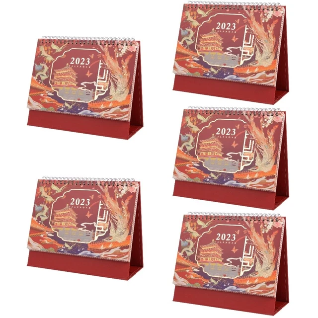 5 COUNT CALENDRIER De Bureau 2023 Pliant Cadeau Noël Ancien Décor Table