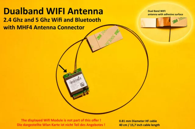 40cm MHF4 Laptop Embedded Dualband Antenna Antenne WIFI WLAN Bluetooth NGFF/M.2
