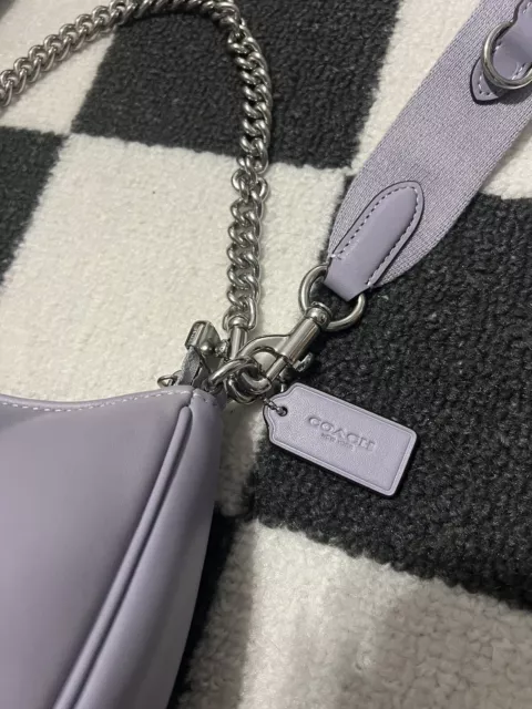 COACH CJ608 Teri Shoulder Bag Signature Quilting Leather Crossbody Mist (Lilac) 2