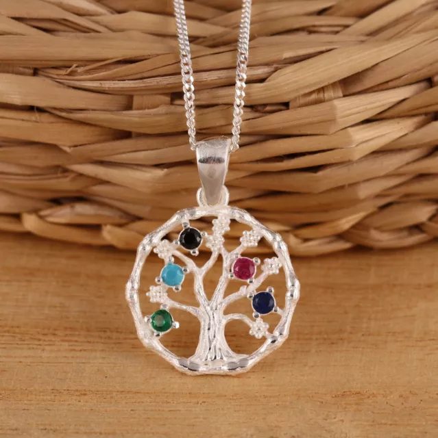 Solid 925 Sterling Silver Tree of Life Pendant Necklace Chain Jewellery Gift Box