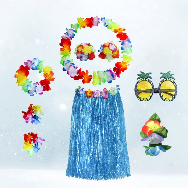 1 set Hawaii Hula Tropical De Danse Jupe Soutien-Gorge Bracelets De