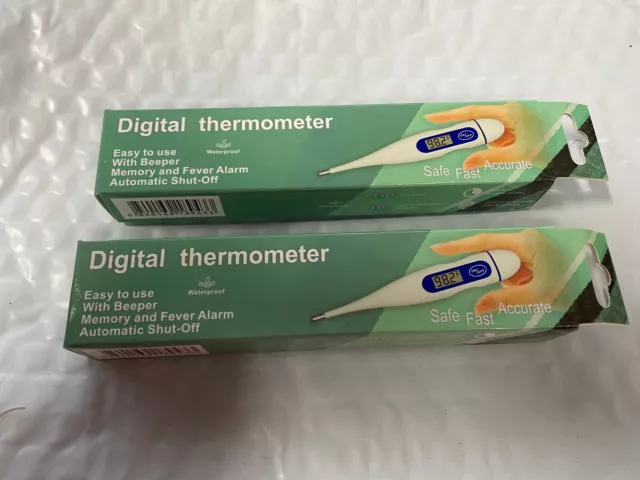 2 PC Digital Fever Thermometer for Adults & Kids, Oral/Rectal/Underarm Body NEW!