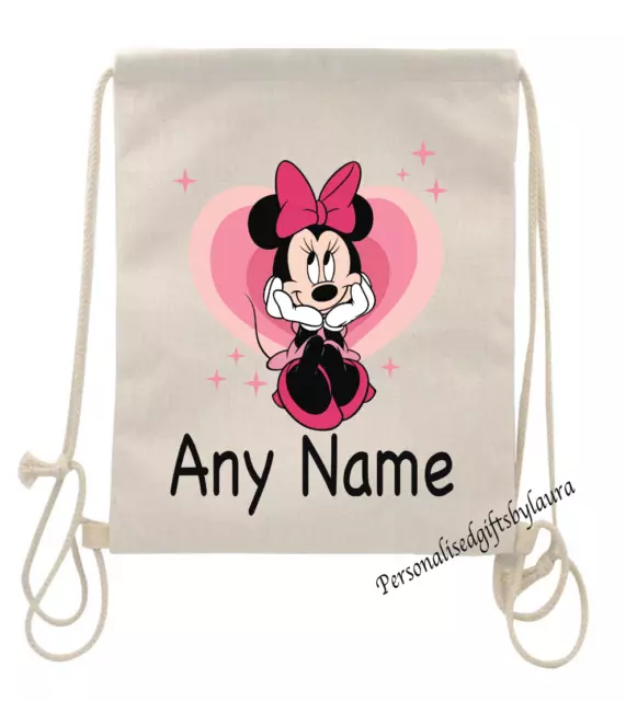 Personalised Minnie Mouse Drawstring Bag School PE Football Games bag