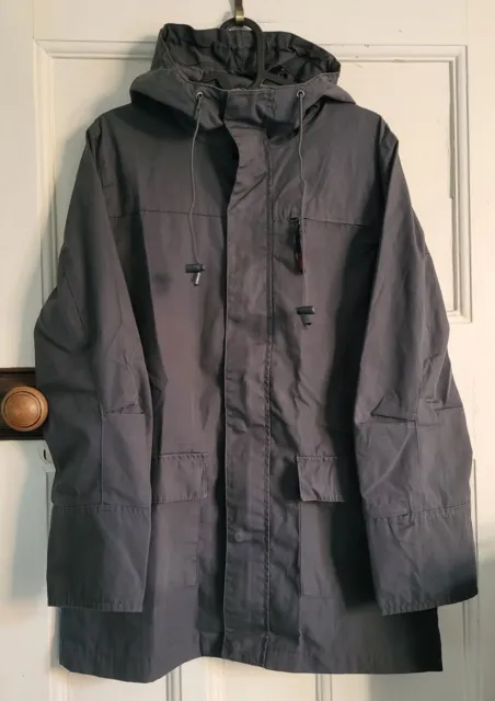 Grey Hooded Coat Jacket Size Medium (12/14) H&M Long Sleeves Good Con