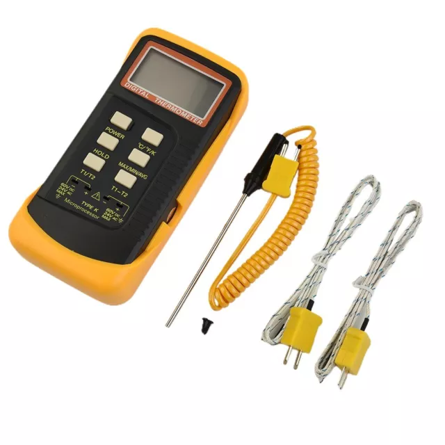 Dual Channel K Type Digital Thermocouple Thermometer 6802 II, 2 Sensors & Probe