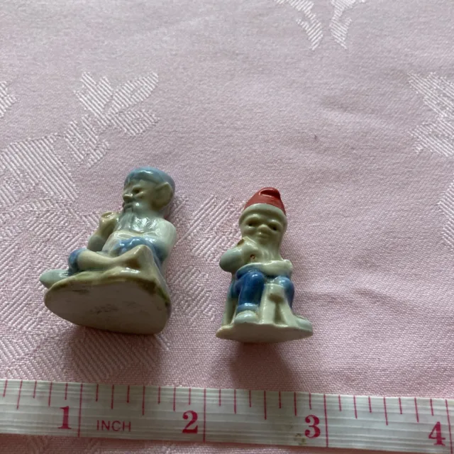 WADE LEPRECHAUN Cobblers, small one with blue hat, miniature one with red hat
