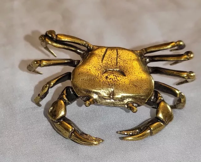 Antique Crab Solid Brass Ocean Sea Creature Old Gold Lustre Vintage Ornament UK