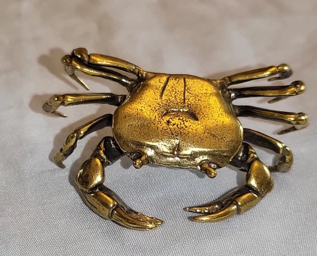 EUR　PicClick　Sea　SOLID　UK　Brass　97,78　ANTIQUE　Creature　Ornament　Old　Gold　CRAB　Vintage　IT　Ocean　Lustre