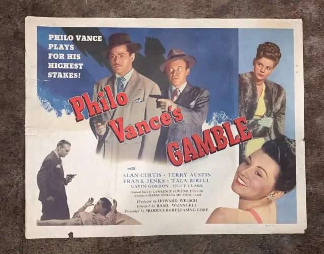 Philo Vances Gamble 1941 22X28 Half Sheet Movie Poster Vintage Crime