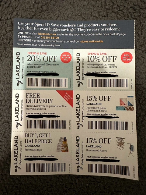 Lakeland Vouchers - Expires 24/12/2023