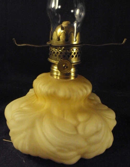 Miniature lamp Plume amber overlay LG Wright Fenton glass  student 3