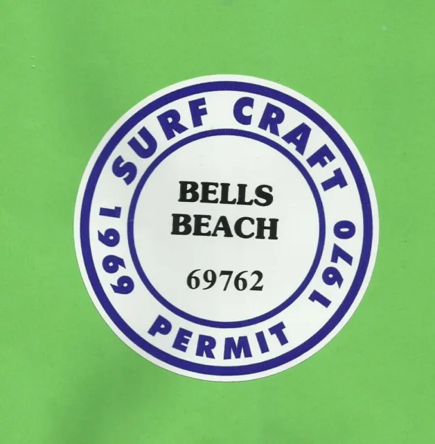 BELLS BEACH SURF CRAFT PERMIT RETRO Decal VINYL STICKER SURFING SURFBOARD