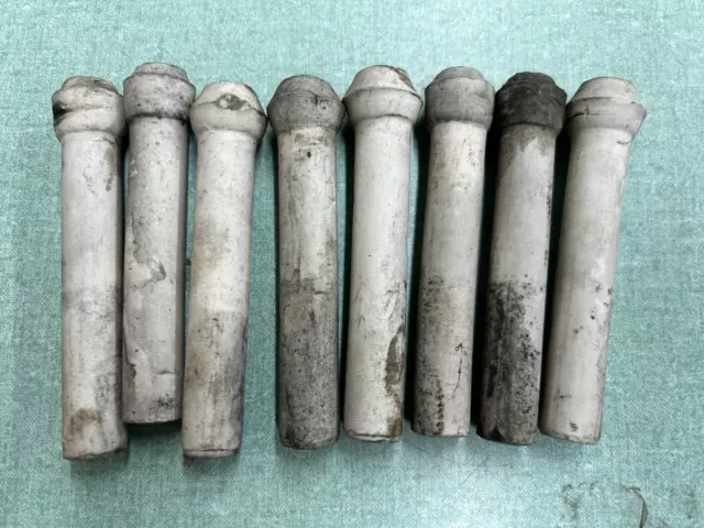 8 Vintage Antique Ceramic Knob & Tube Electrical Insulators White Porcelain
