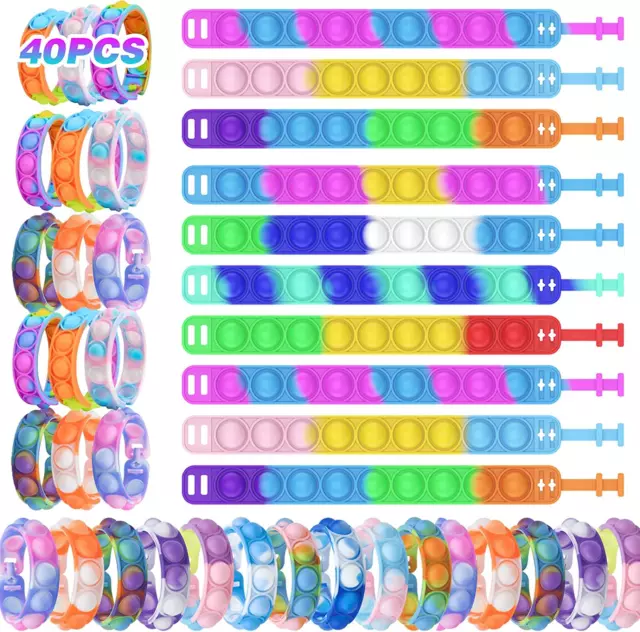 40 Pack Pop Bracelet Poppers Fidget Toys Bulk ,Sensory Toys for Its ADHD Stress