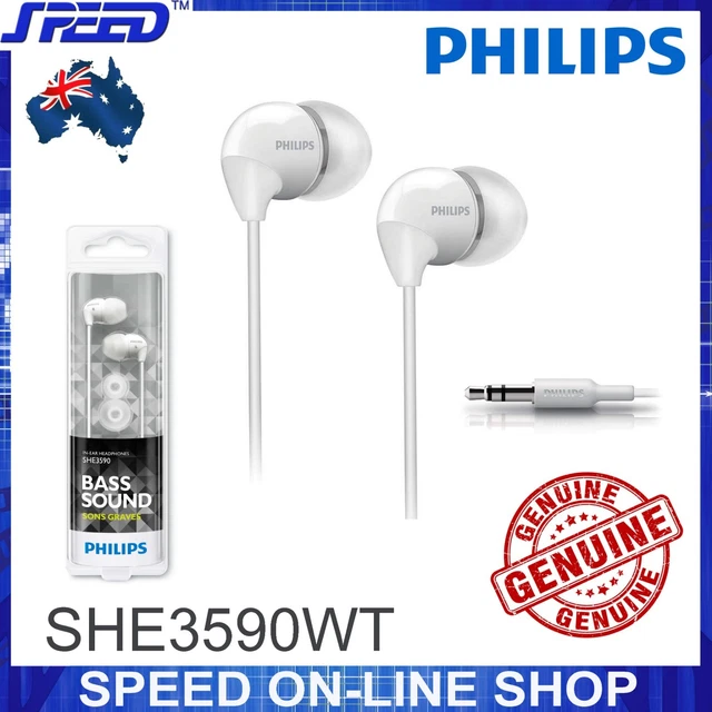 PHILIPS SHE3590WT HEADPHONES Earphones Extra Bass WHITE Color