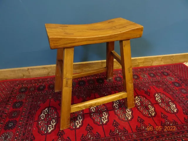 A Lovely Handmade Chinese Elm Saddle Stool