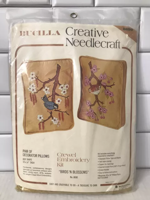 Bucilla Creative Needlecraft Box Pillow kit Crewel Embroidery 2991
