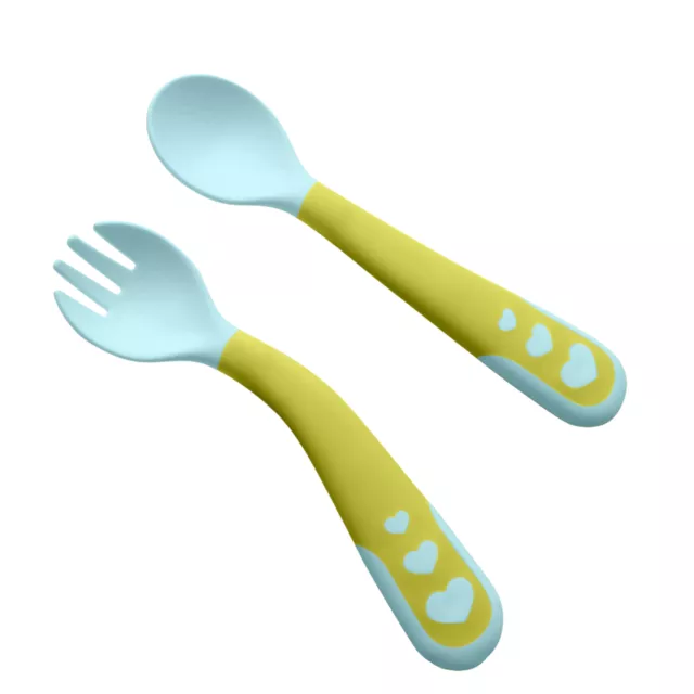 1 Set Training Tableware Ergonomic Design Eat Training Baby Dining Spoon Fork