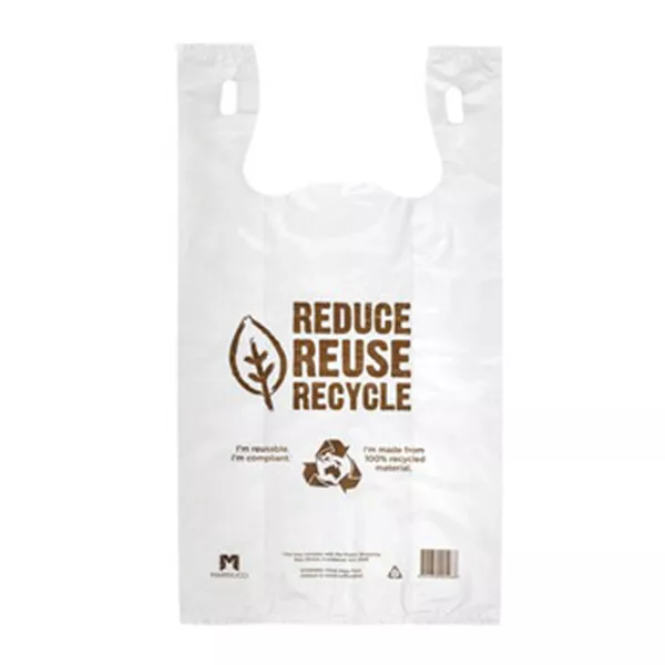 200x Large Re-Usable Plastic Carry Bag White 520x290x150mm Bags Recyclable