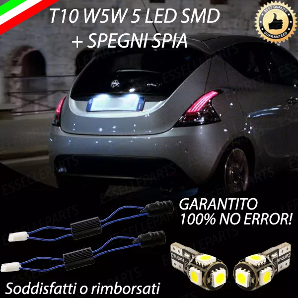 Coppia Luci Targa 5 Led Per Lancia Y Ypsilon T10 + Spegni Spia 100% No Avaria