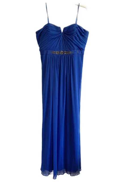 Adrianna Papell Strapless Shir Stretch Tulle Gown Cobalt Blue SZ 16 Prom Formal