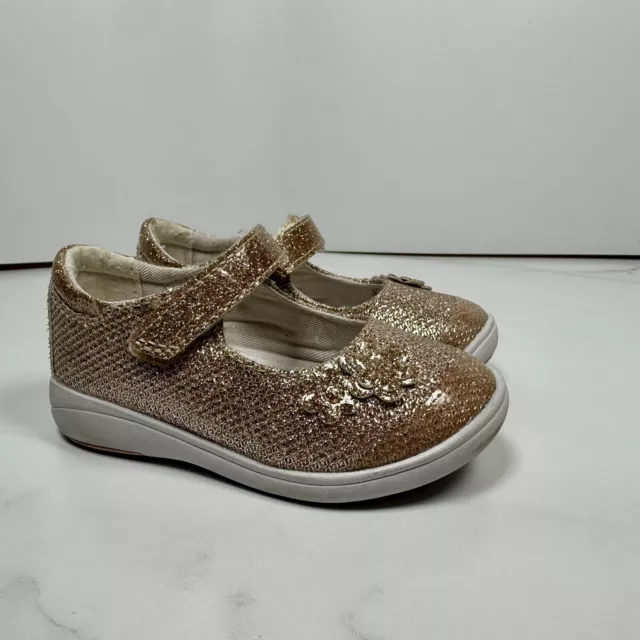 Stride Rite Size 5 Girls Holly Mary Jane Toddler Rose Gold Shoes Sparkle Glitter