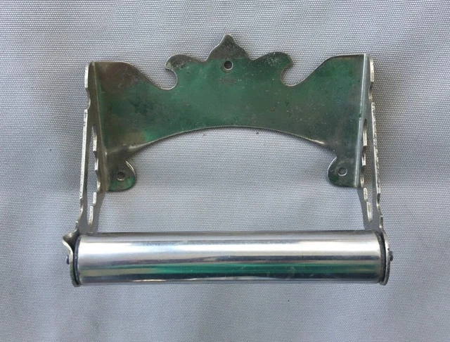 Antique Sternauware  Nickel Brass Toilet Paper Tissue Holder Vtg  113-18J