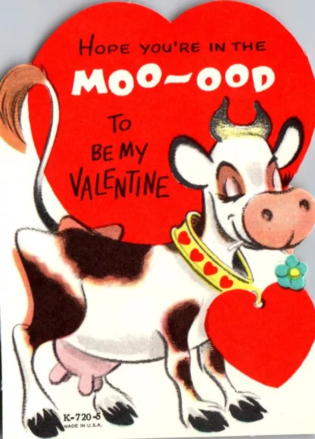 Cow VTG Valentine Greeting Card Valentine's Day