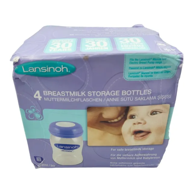 Botellas de almacenamiento de leche materna lansinoh paquete de 4 nuevas en caja franqueo gratuito