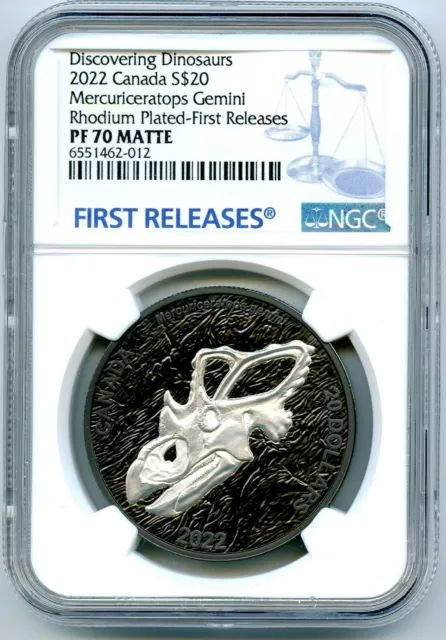 2022 $20 1Oz Canada Mercury's Horned Face Rhodium Ngc Pf70 Matte Silver Proof Fr