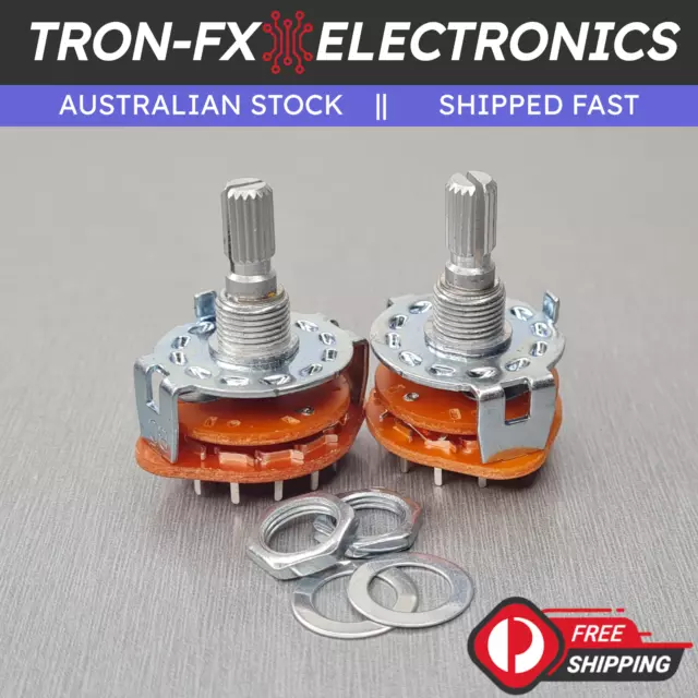 2PCS RS25 1 Pole 12 Position Panel Mount Band Rotary Switch 6mm Spline Shaft
