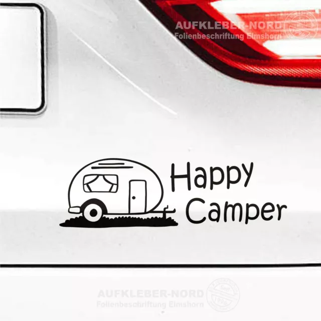ADESIVO HAPPY CAMPER 15cm B66 scritta per roulotte posteriore auto vacanze  campeggio EUR 8,90 - PicClick IT