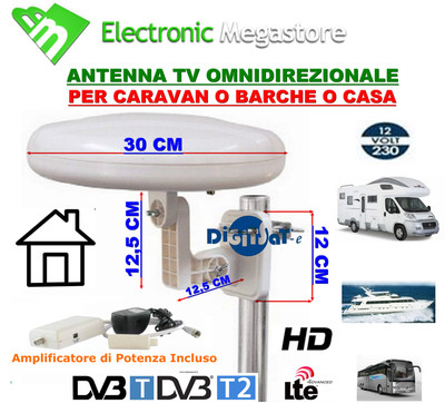 Banten 341 Antenna amplificata Auto Camper Camion Barca Banten Ghost Digitale DTT  RN 