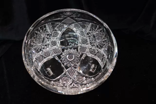 Gorgeous American Brilliant Cut Glass 3 Footed Bowl 8 1/4" Wide