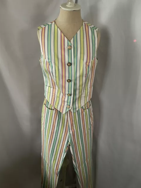 Vintage Rare Versace Jeans Couture/top set.  Sz 29/S. Pastel Stripe skinny jeans