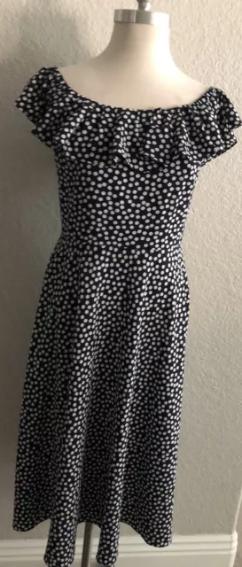 Betsey Johnson Dress Navy Blue White Polka dot size 8