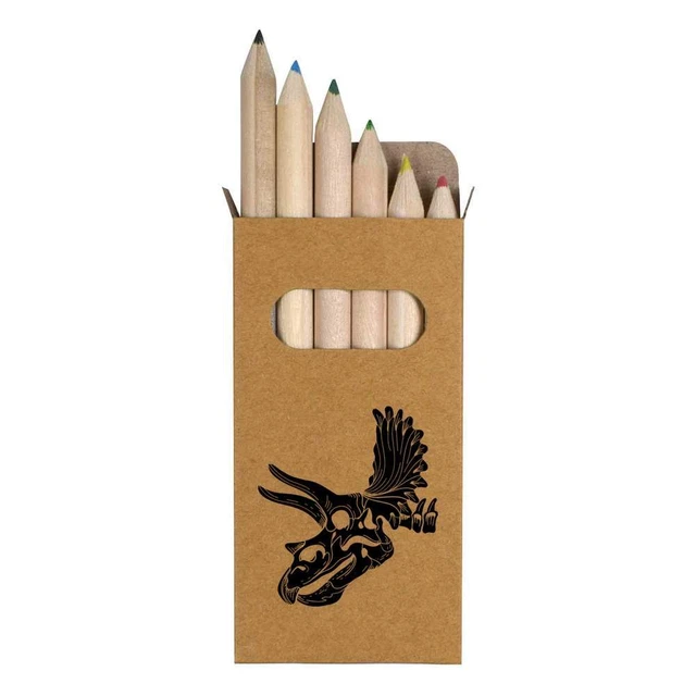 6 x 'Triceratops Schädel' kurz 85 mm Bleistifte/Buntstift-Set (PE00051136)