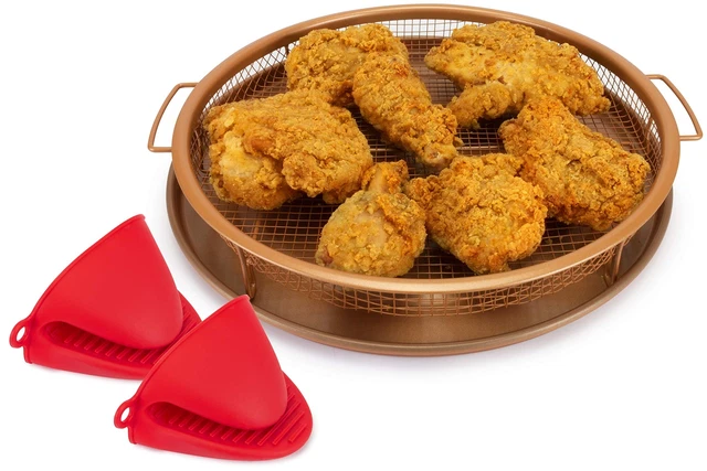 Crisping Basket & Tray Set | Air Fry Crisper Basket | Tray & Grease Catcher