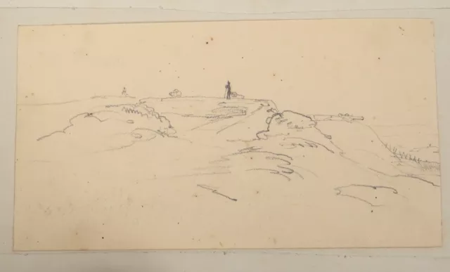 Dibujo Theodore Gudin Paisaje Soldados Montaña Desierto Argelia XIX Siglo