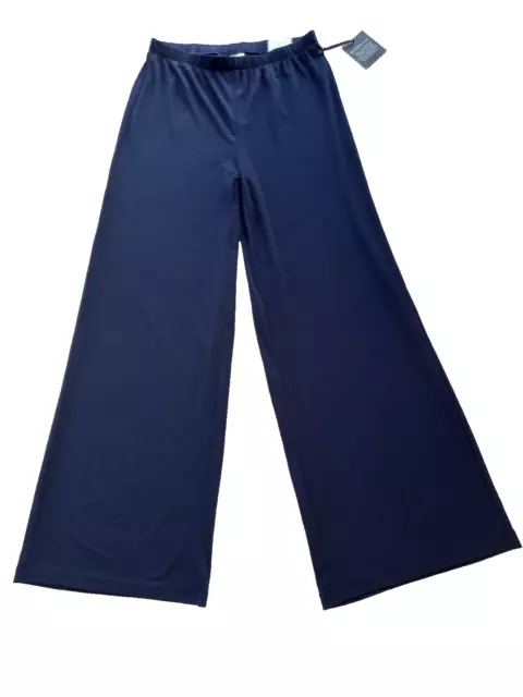 BNWT Chico's the Knit Kit Navy Wide Leg Jersey Palazzo Pants UK 10