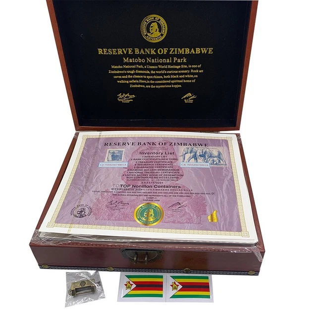 200pc Top Nonillon Containers Zimbabwe 54 Zeros Banknote Paper Money Note In Box