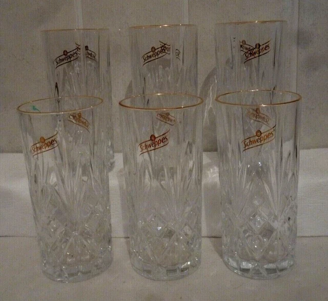 Lot 6  Verres Schweppes , Verres Ciseles , 30 Cl , Od978
