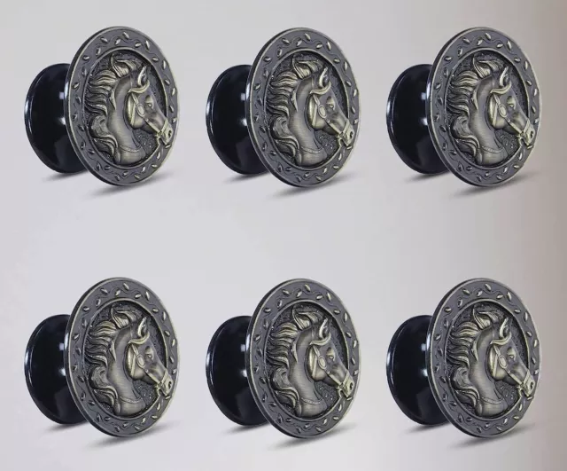 Pack of 6 Pieces Horse Head Face Cabinet Drawer Knobs Handles Pulls