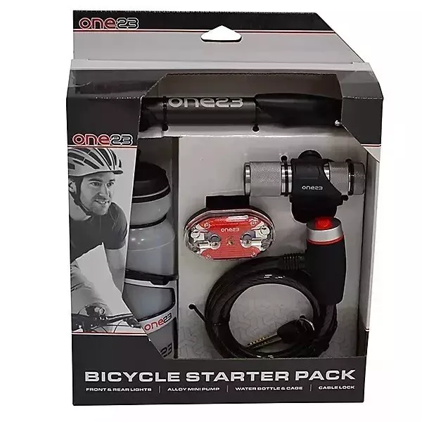 One23 Bicycle Starter Pack. Lights, Bottle & Cage, Lock, Pump.