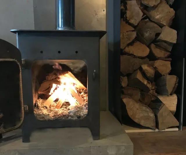 Metallic Schwarz Blockofen Feuerbrenner Heizung Holzbrenner Werkstatt Kabine Terrasse