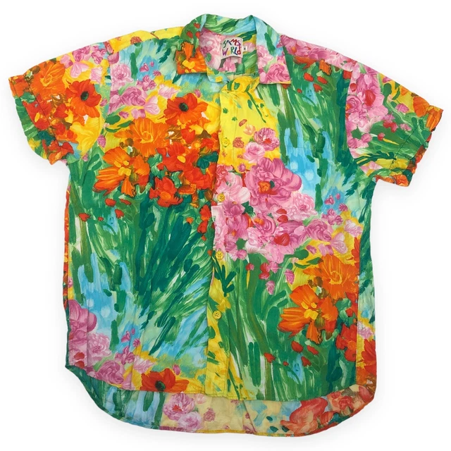 Hawaiian Shirt Vintage JAMS WORLD Bouquet Burst Bright Floral Pattern Sz Medium