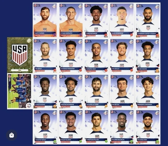 USA NATIONAL TEAM Panini Copa America 2024 full set all stickers EUR